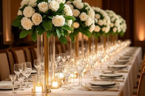 Klassische Tischdekoration für ein Galadinner